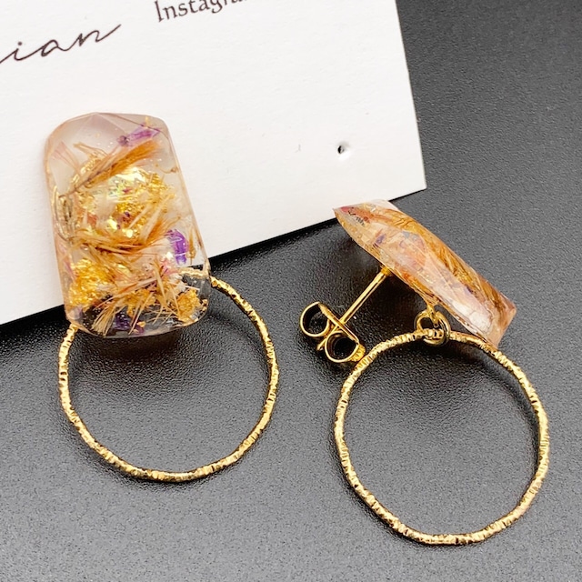 フラワー×フープピアス／イヤリング