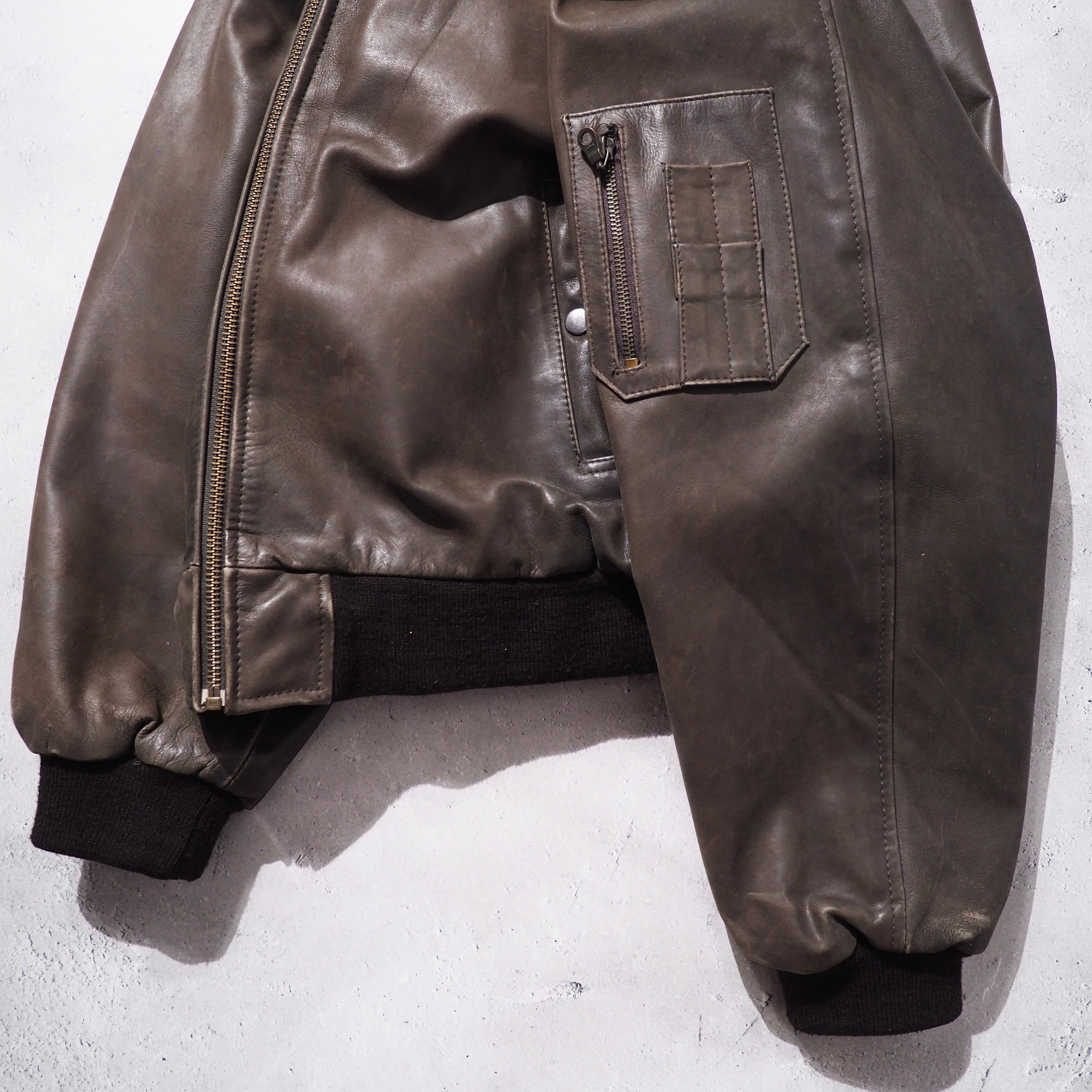 1990s " 退廃的 " Beautiful Dark Brown color vintage Flight leather jacket