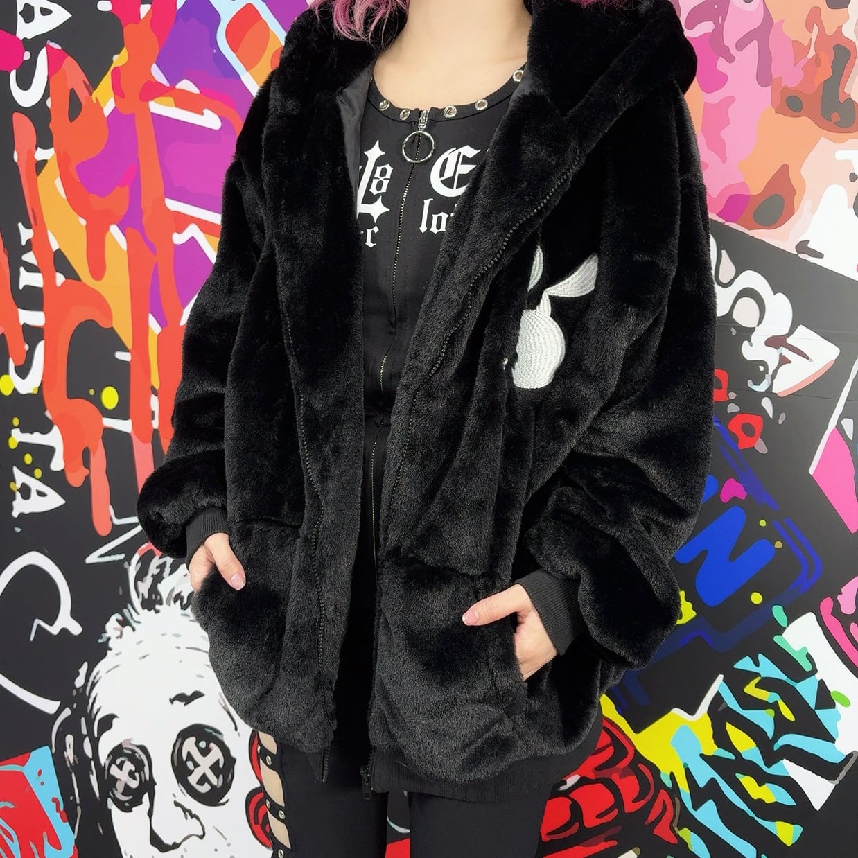 ふわふわBLACK ZIP OUTER【刺繍デザイン】 | NIER CLOTHING