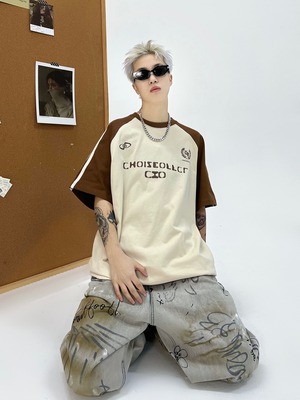 【 】コントラスト チェスト パネル Tシャツ 2色♪ ラグランコントラストTシャツ YH6172 | +YoutH