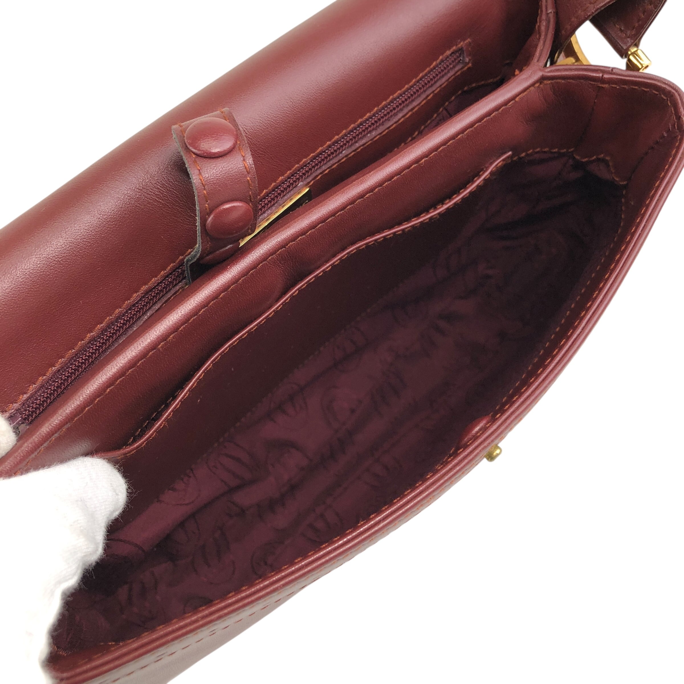 Cartier カルティエ マストライン ショルダーバッグ ボルドー レザー
