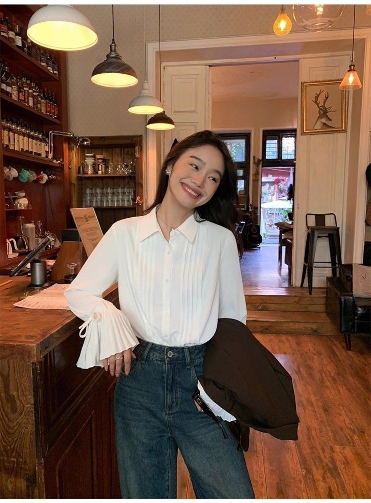 袖アクセントプリーツシャツ