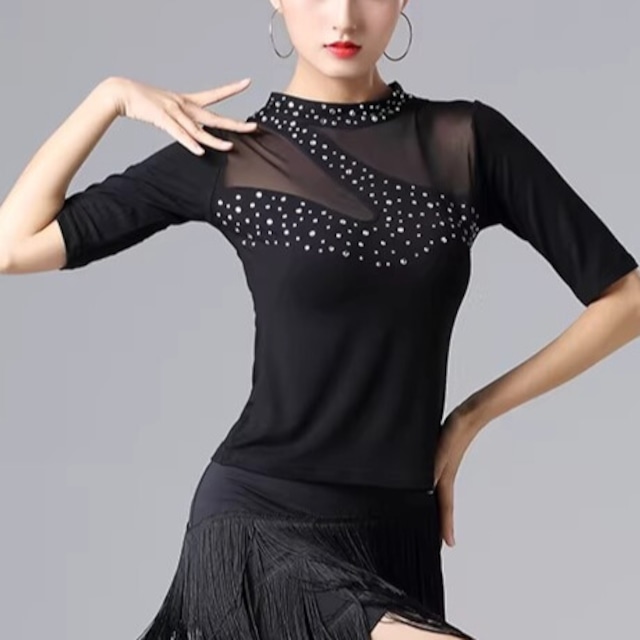 シースルースリーブ メッシュカット ビジュー カットソー ds1453