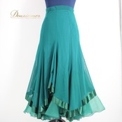 社交ダンス 衣装 スタンダード スカート レッスンウェア 女性用 レディース オールシーズン グリーン系 レース 光沢感 シンプル 緑 無地 華やか フレア ゆったり ストレッチ かわいい おしゃれ ダンスコスチューム 可動性 躍動感 デイリー ショー