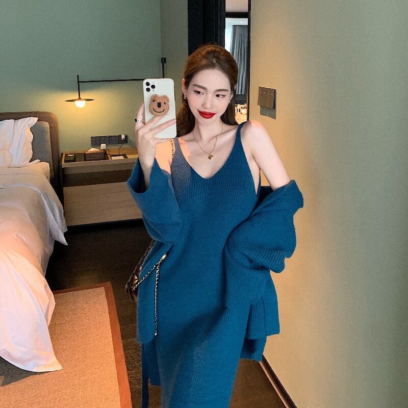 セーター レディースルーズVネックニットトップス オータムウィンタースタンダードカーディガンジャケット レトロ 秋物 冬物 ブラックストロベリース33480452979