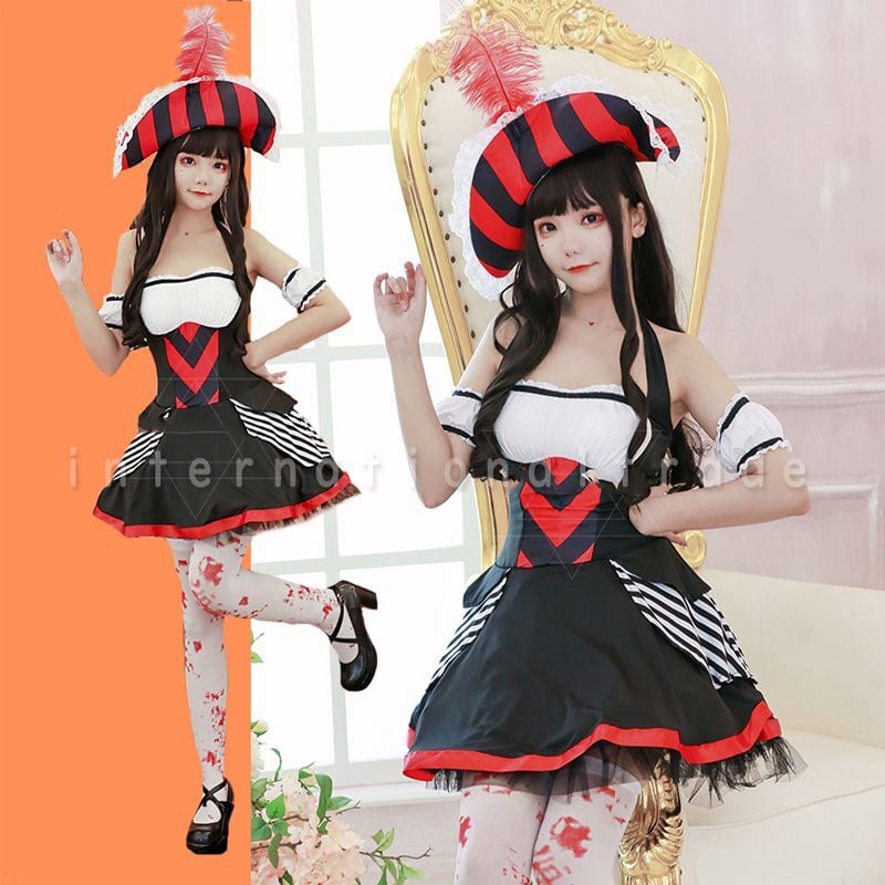 予約 コスプレ服 海賊風 衣装 コスチューム パイレーツ 女海賊 ワンピース 帽子 赤 黒 小悪魔 かわいい コスプレ衣装 ミニスカート レディース 学園祭 文化祭 イベント パーティー 余興 お祭り Hw2114 Styleline