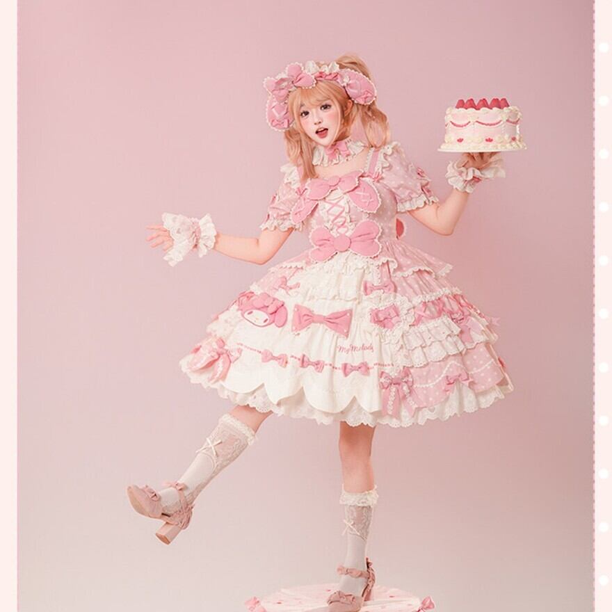 マイメロディコラボ ときめきピンクのアイドル甘ロリワンピース