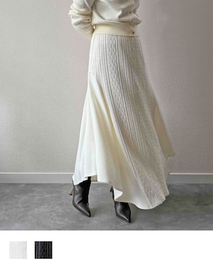 《12/7.21:00 start!!》サイド切替 アシメヘムニットスカート【 日本製 / 手洗い可】