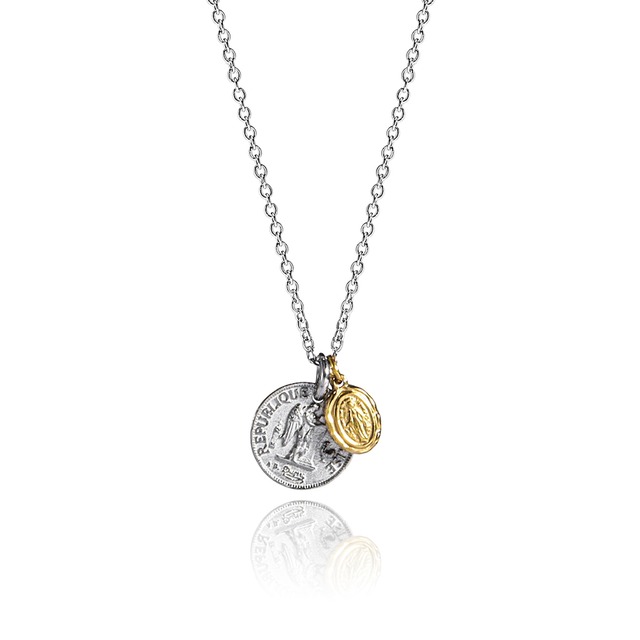 316L double coin necklace #N58