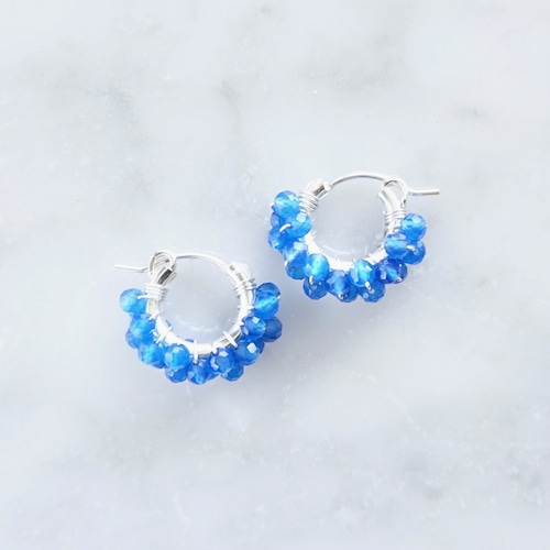 SV925SF*AAA Blue Agate wrapped pierced earring / earring