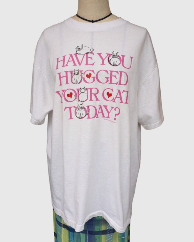 【古着】今日ねこハグした？T