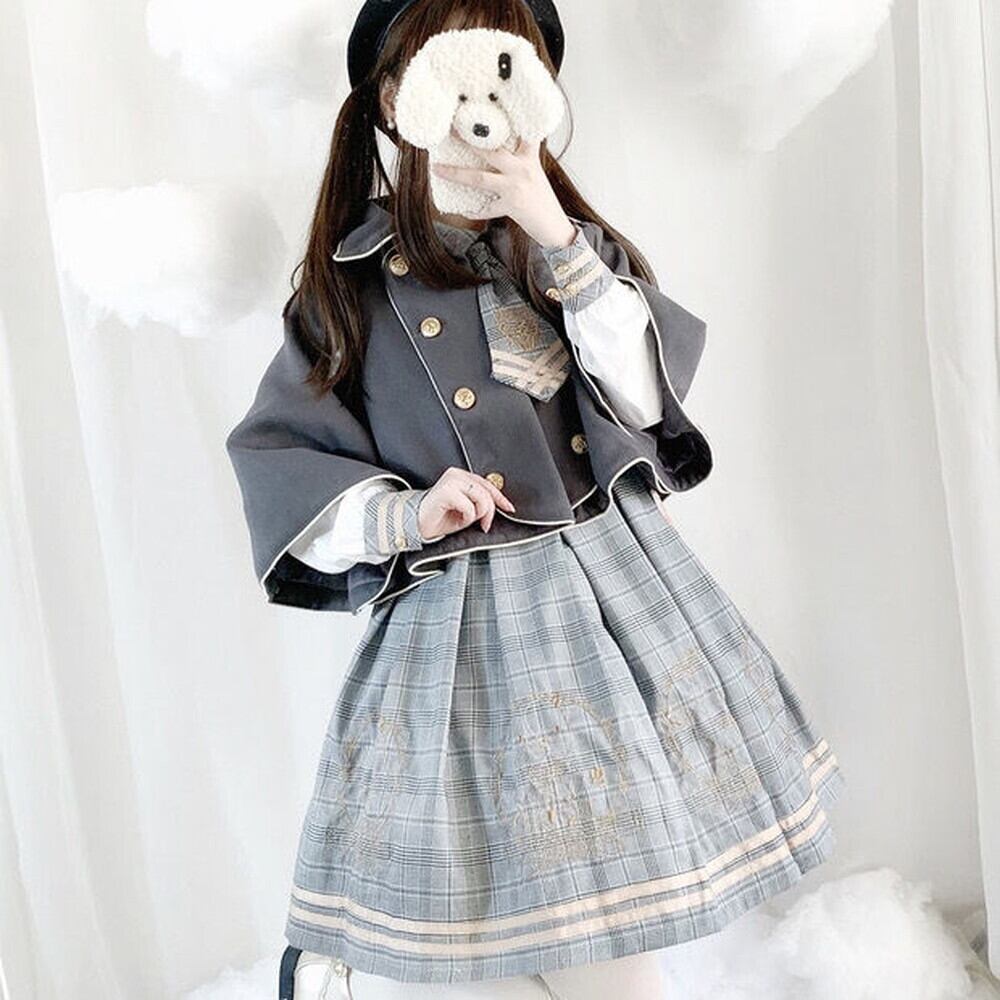 クラロリ セットアップ ケープ×チェックワンピース 英国制服風｜WithU