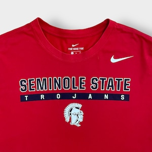 【NIKE】カレッジロゴ セミノール州立大学 ロンT ロングTシャツ 長袖Tシャツ SEMINOLE STATE ロゴ プリント X-LARGE ビッグサイズ DRI-FIT ナイキ スウッシュ レッド US古着