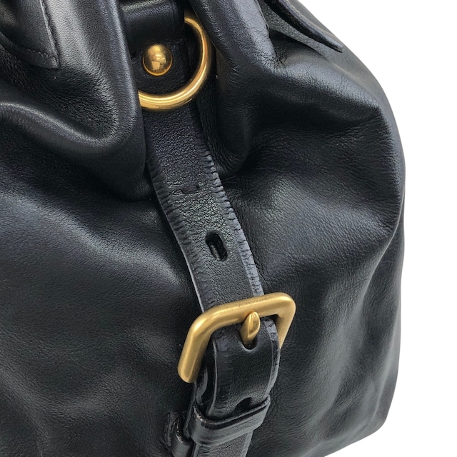 PRADA プラダ ショルダーバッグ ブラック ロゴ レザー ホーボーバッグ vintage ヴィンテージ オールド k2n6cf