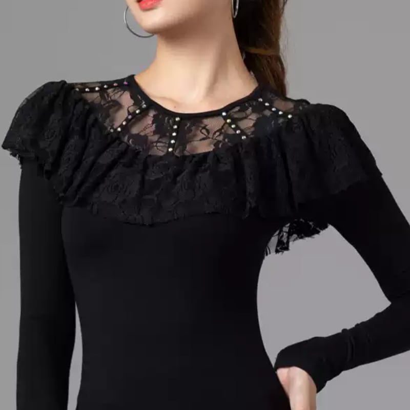 レースデザイン ロングスリーブ カットソー ds1244