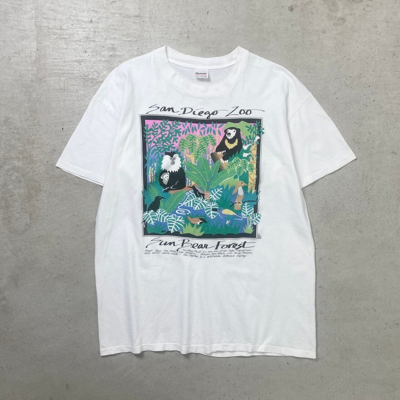 80〜90年代 SAN DIEGO ZOO アートプリントTシャツ アニマル メンズXL 