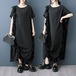 大きいサイズ 新品 春夏 フリル ロングワンピース モード 体型カバー 黒