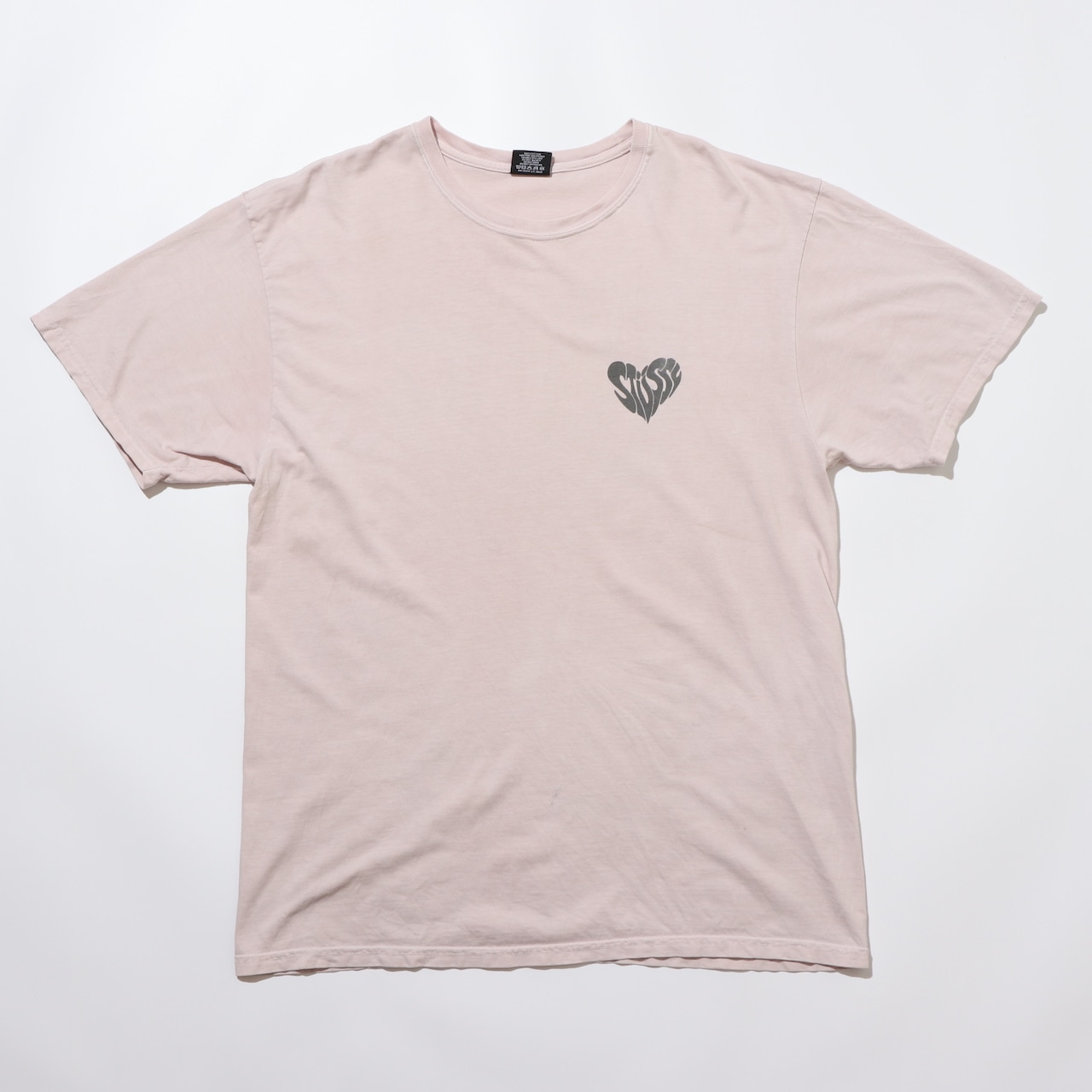 Stussy L ペールピンク Tシャツ PEACE ハート ステューシー