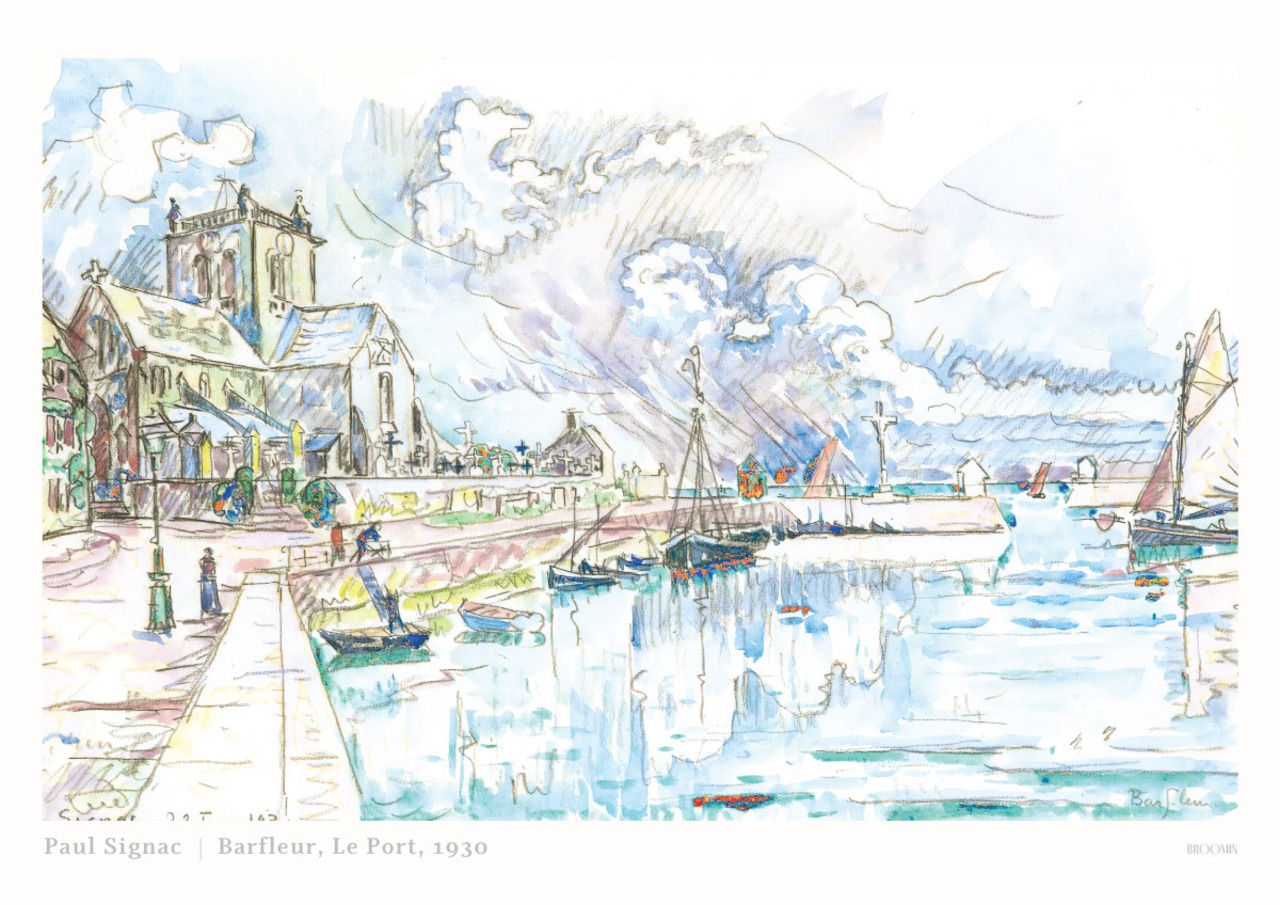 ポール・シニャック Barfleur, Le Port | AP120 | アートポスター 絵画 名画 船 ボート ヨット 雲 海 港 自然 風景画 - 5