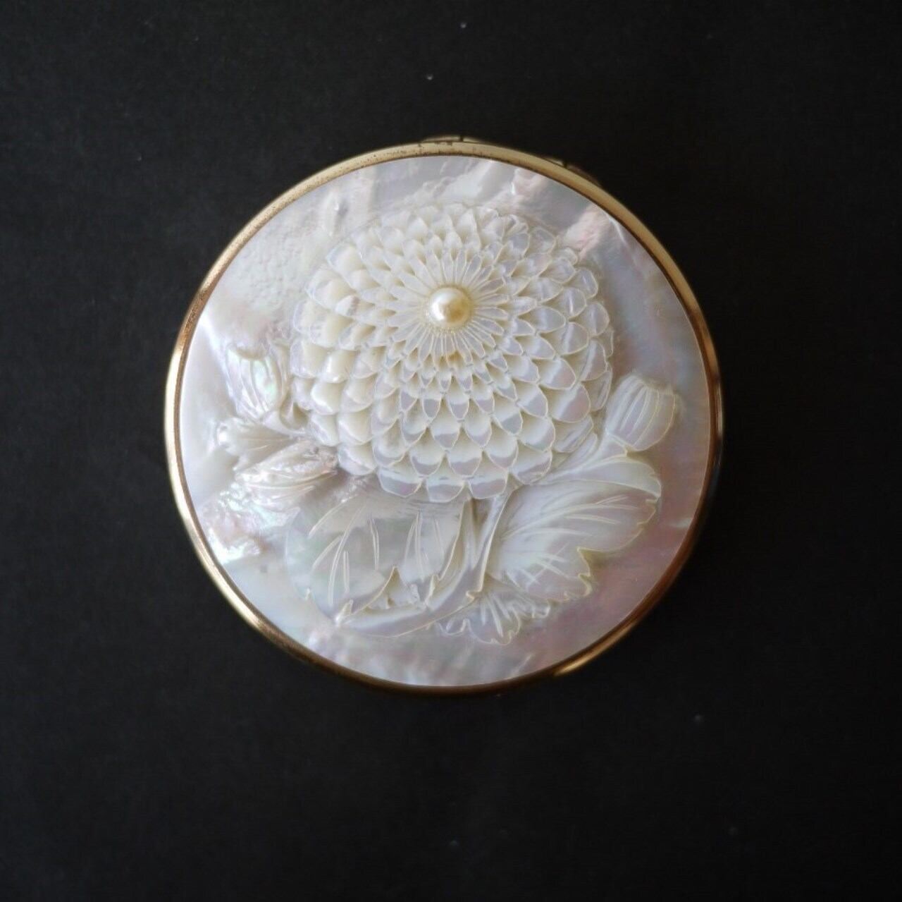 白蝶貝と真珠 マザーオブパールのコンパクトミラー