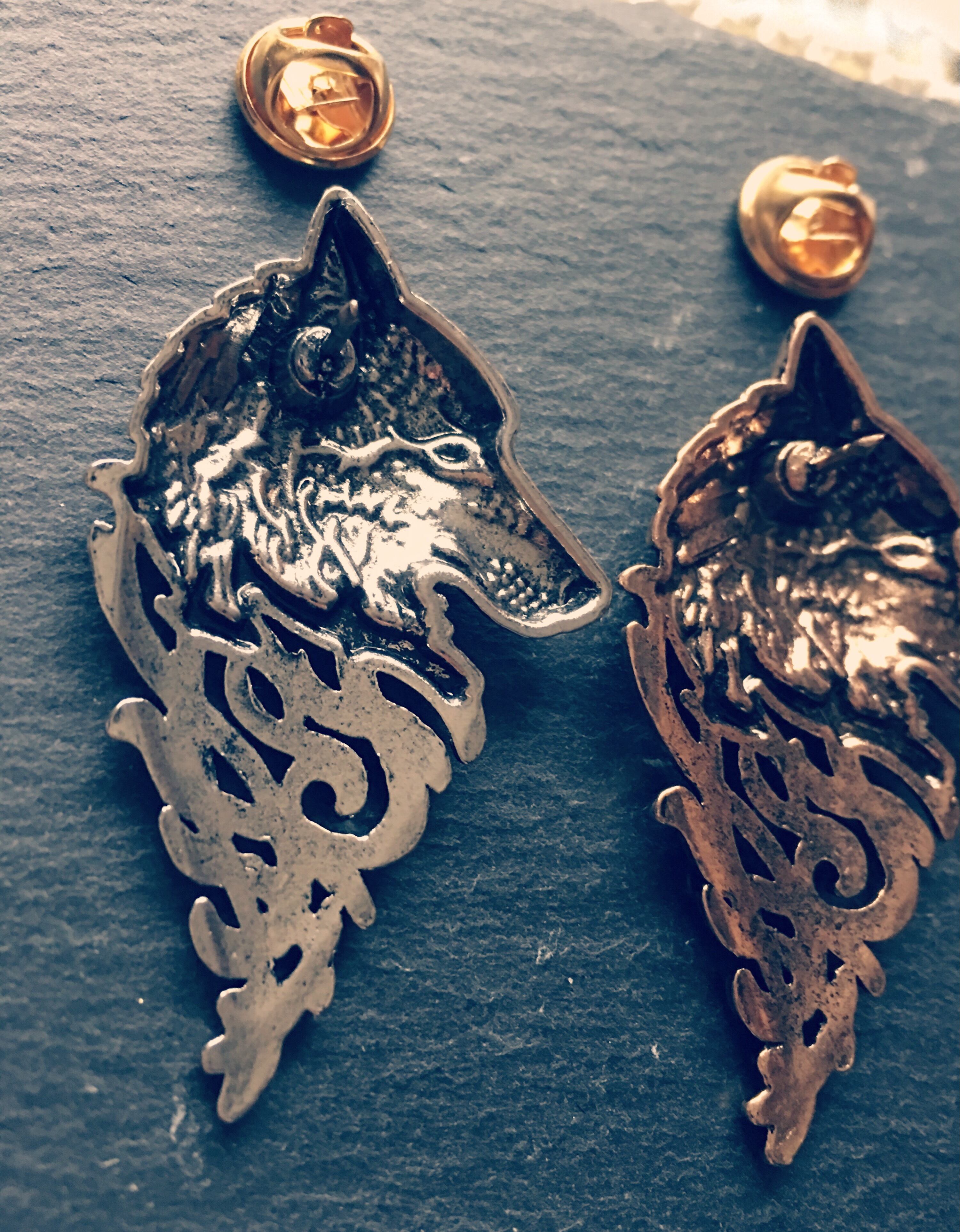 1ピース ヴィンテージ パンクウルフバッジ ブローチ ラペルピン シャツ襟ジュエリー