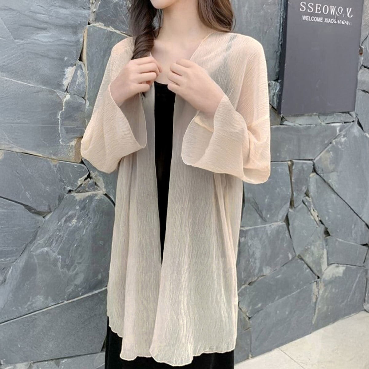 シフォン カーディガン レディース 春夏 透け感 きれいめ 大人