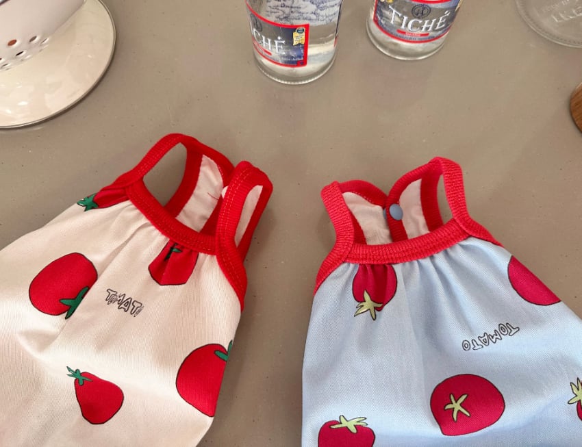 tomato all in one S ~ XL 2color / 犬服 新作 夏 袖なし 可愛い犬の服 ドッグウェア オールインワン  ペット ワンコ服 小型犬 中型犬 猫 ロンパース tsu45