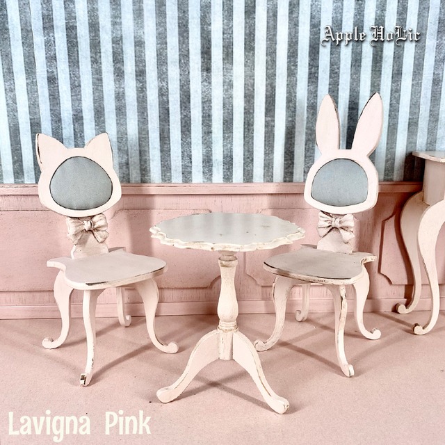 テーブル＆チェア L　Lavigna Pink Tea set L・ ラヴィーニャ ピンク ティーセット (ブライスサイズ 1/6 )