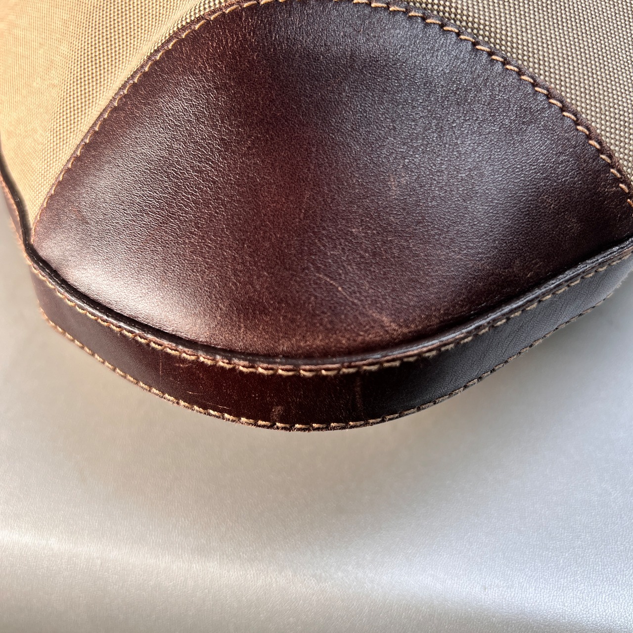 PRADA プラダ ロゴジャガード キャンバス ハンドバッグ ベージュ A-12785