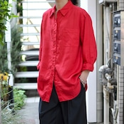 hole design linen shirt red