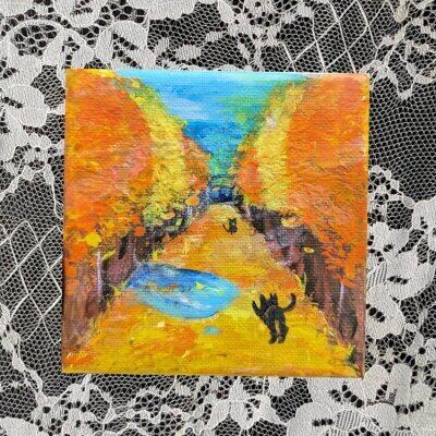 アクリル画 秋の絵画 秋の森 風景画 アクリル画 G71799062