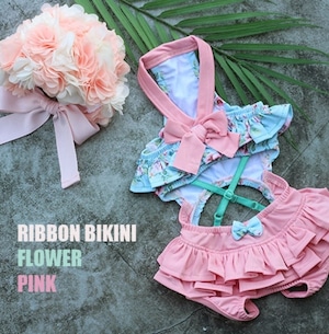 予約【HAPPYJJANGGU】RibbonBikini《FlowerPink》