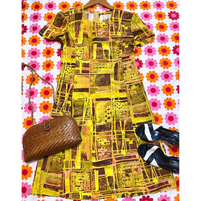 昭和レトロ ヴィンテージワンピース 70s Aラインワンピース Op309 古着屋プチコション