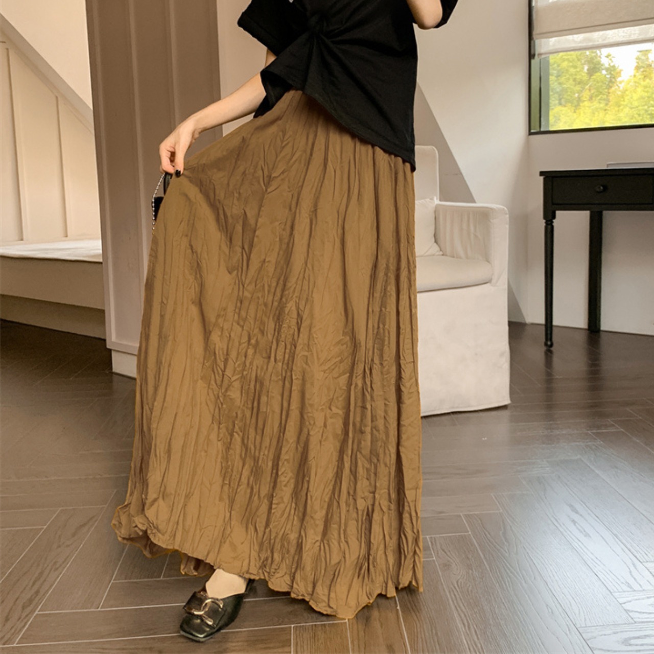 しわ プリーツ ロング スカート 10220