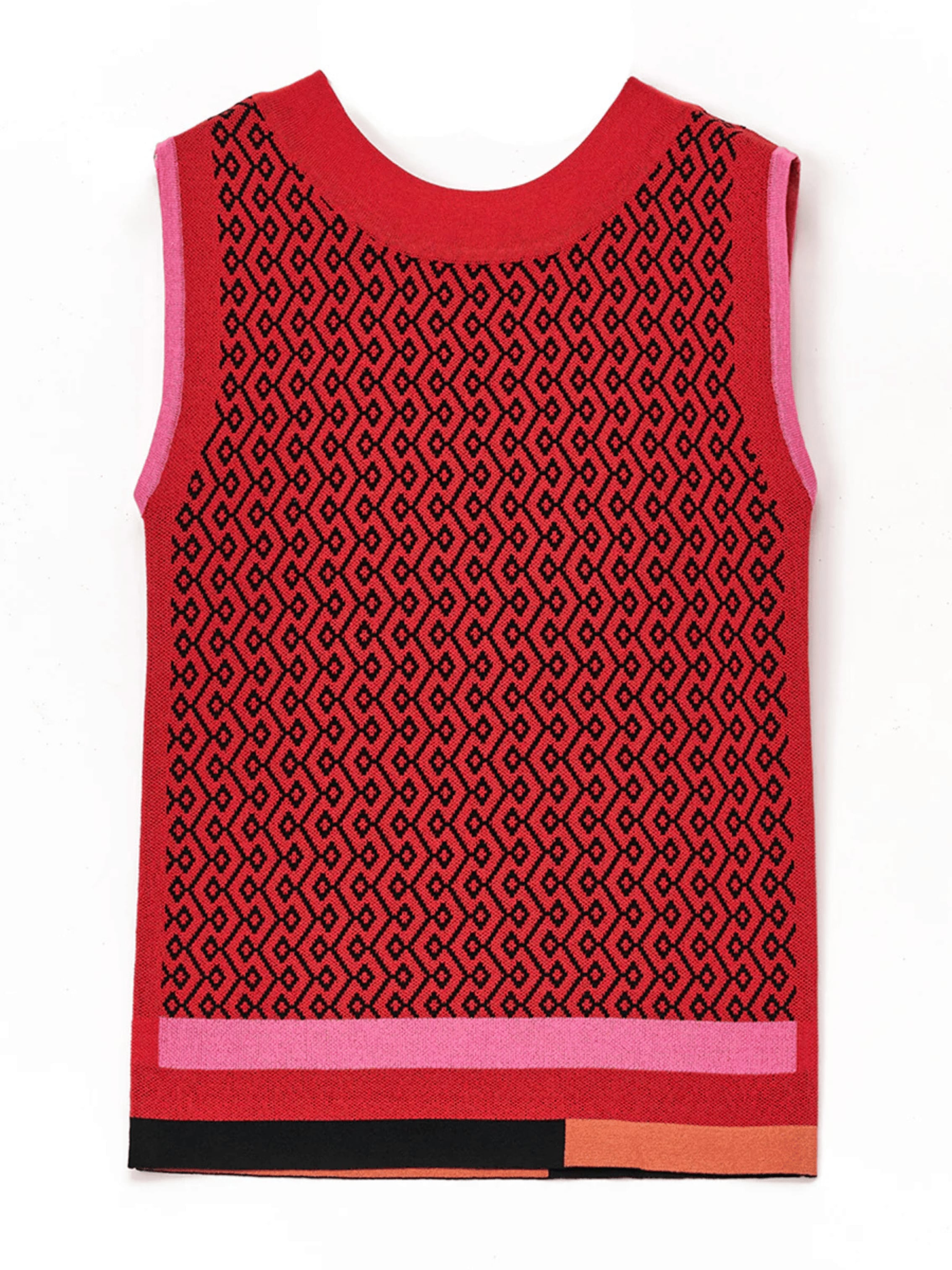 2WAY JACQUARD SLEEVELESS KNIT レッド