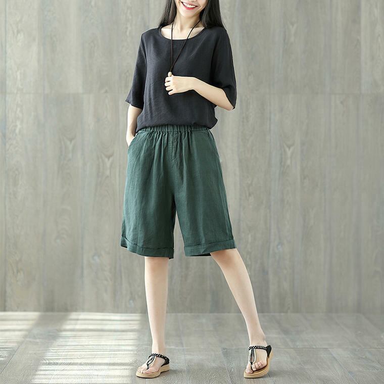 ショートパンツ レディース コーデ リネン ショートパンツ 韓国 ベージュ 黒 楽ちん コーデ 旅行 楽ちん コーデ 夏パンツ レディース 涼しい カジュアルコーデ 夏 リネン素材 パンツ 膝丈 パンツ ショートパンツ 大人 コーデ 30代 19 1911 Sayurio レディース