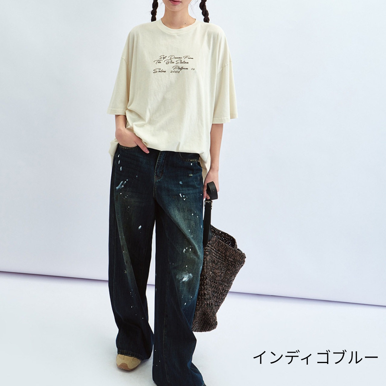 Wide Denim  Paint Jeans【3color】  T4397