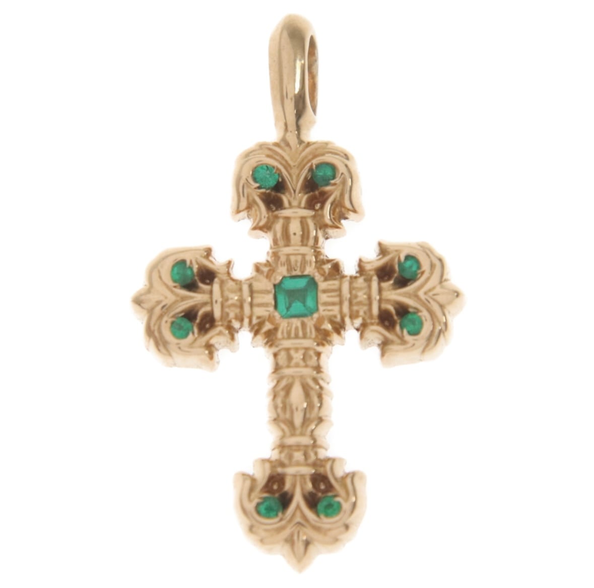 CHROME HEARTS クロムハーツ 22K CHARM FILIGREE TINY P EMERALD タイニーフィリグリー PAVEエメラルド ゴールドネックレストップ