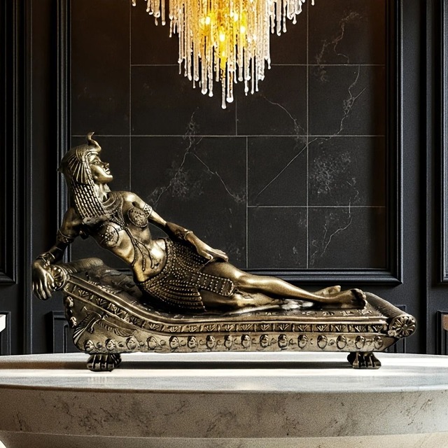 オブジェ 置物 クレオパトラ像 アンティーク調 ブロンズ 彫刻 古代エジプト おしゃれ エレガント 装飾 インテリア ホームパーティ ギフト