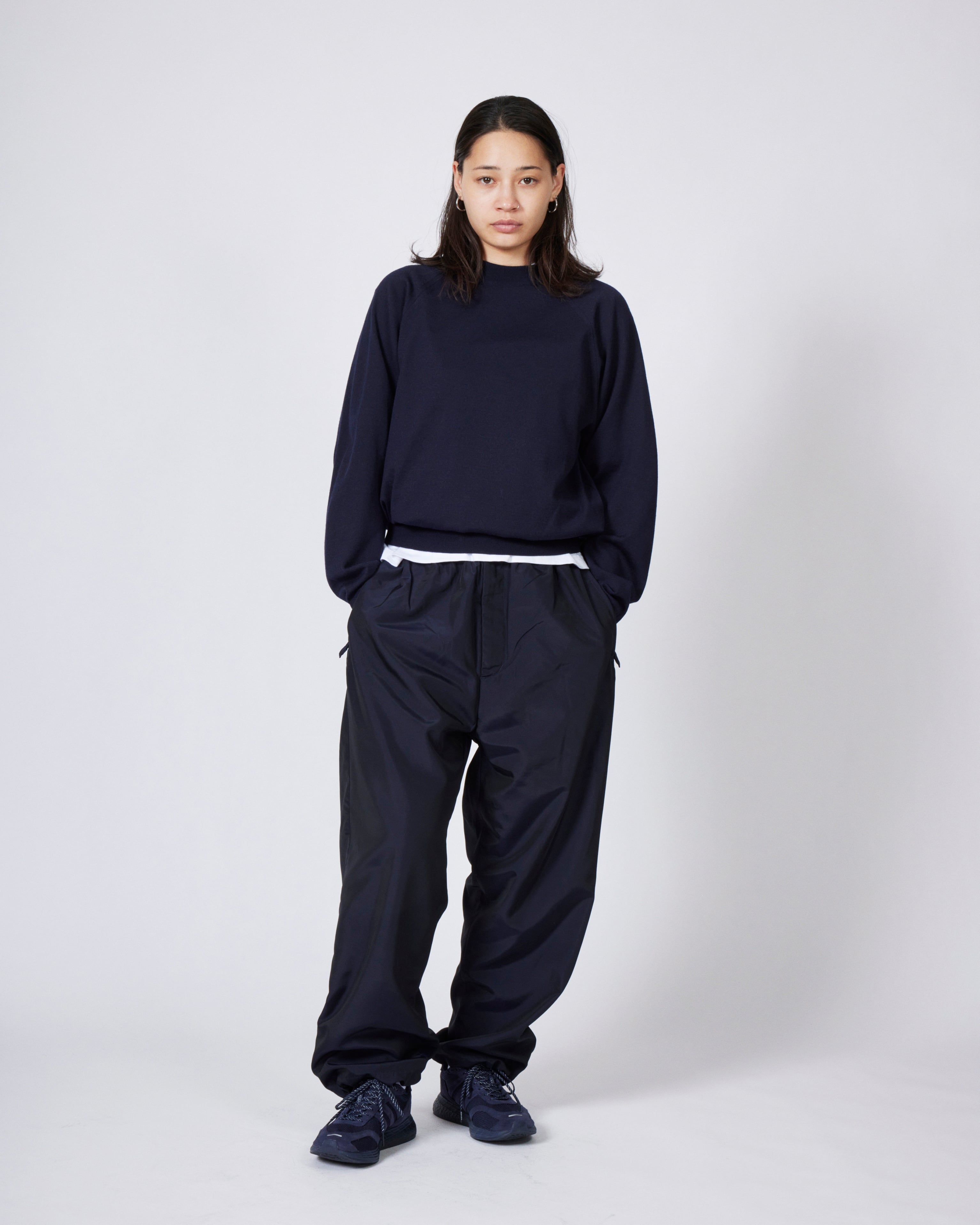 everyone  パンツ ネイビー everyone nylon silk track pants (NAVY) | everyone