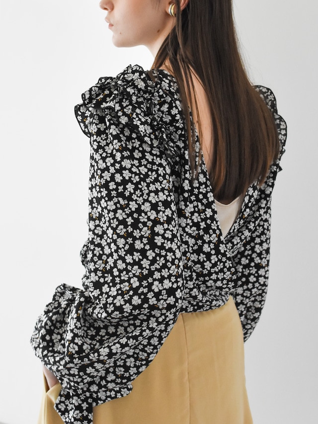 2way cache-coeur blouse（flower-black）