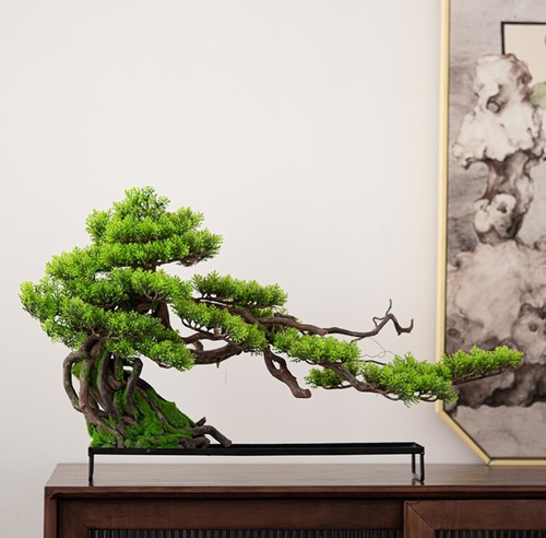 インテリア 観葉植物  大きい 盆栽 松 人工盆栽 フェイクグリーン フェイクプランター 初心者 置き物 オブジェ ポットオーナメント 鹿 鈴 ア