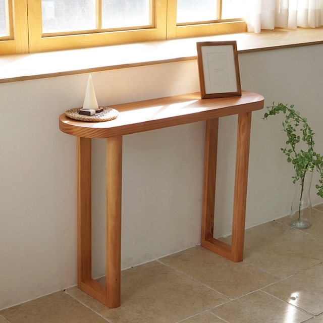 half moon console table 4colors / ハーフムーン コンソール スリム テーブル  ウッド ナチュラル 韓国 家具