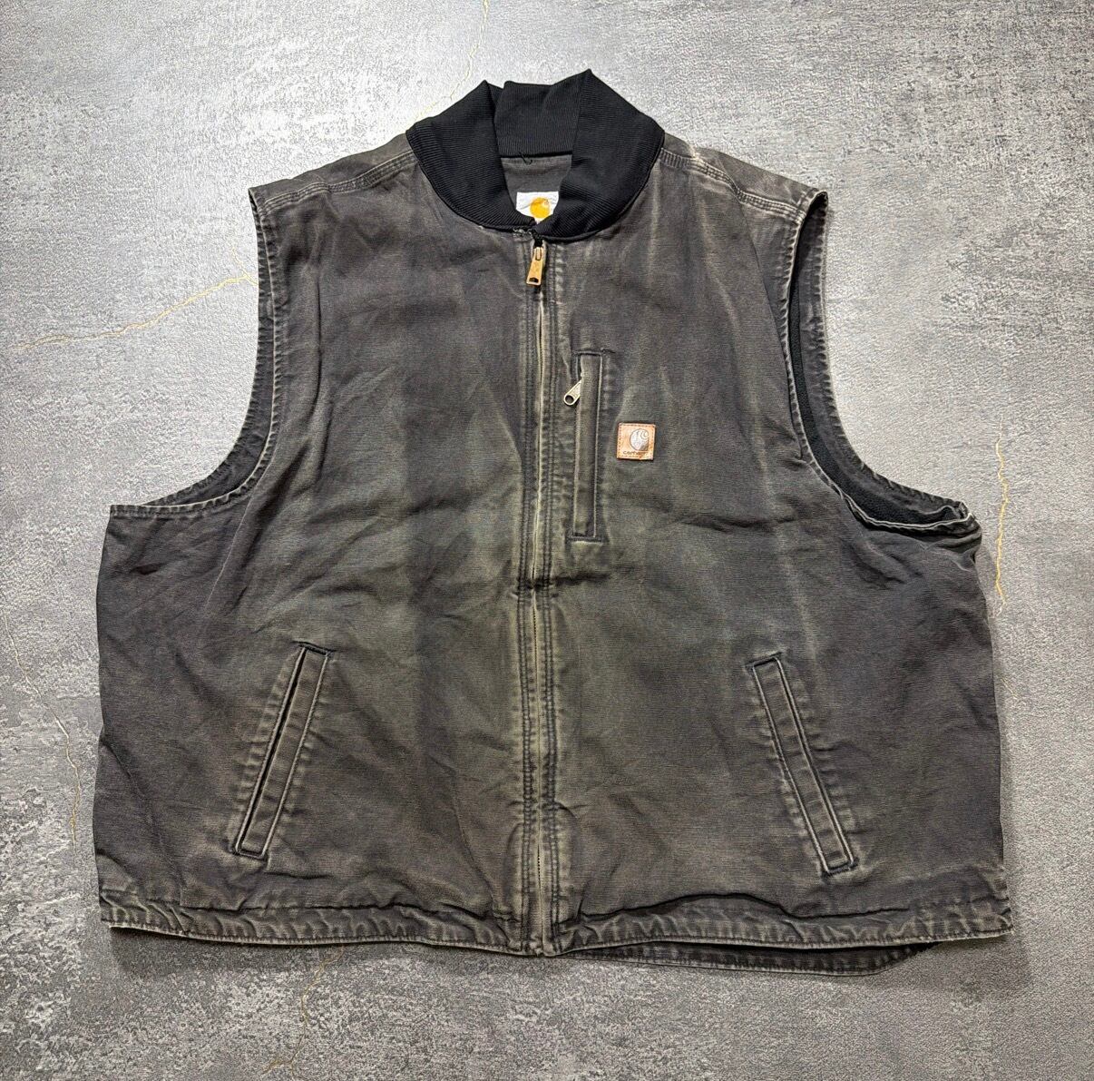 carhartt ベスト 10s Mexico製 carhartt duck vest fade black 3XL カーハートダック