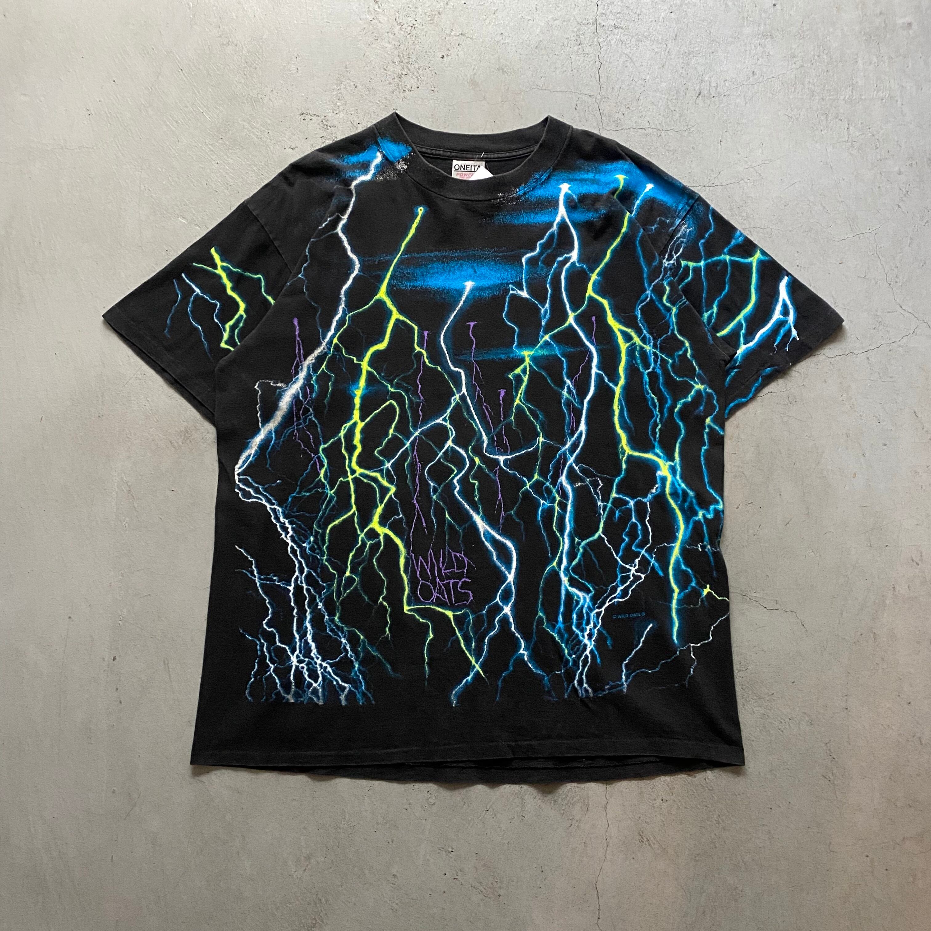 1990s WILD OATS "lightning"all over print T-shirt【高円寺店】