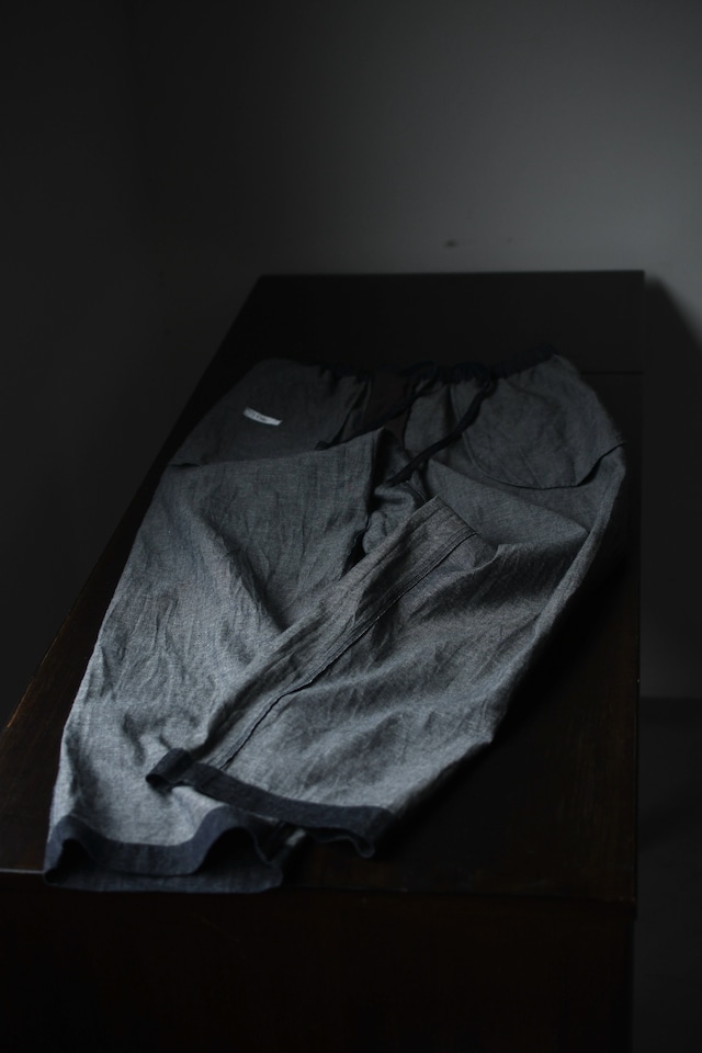 Cale / Cotton Linen Denim Easy Trousers (Navy)