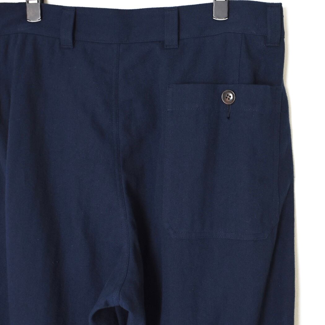 ARMEN｜COTTON LINEN HERRINGBONE ONE TUCK PANTS-NAVY | robin ASO