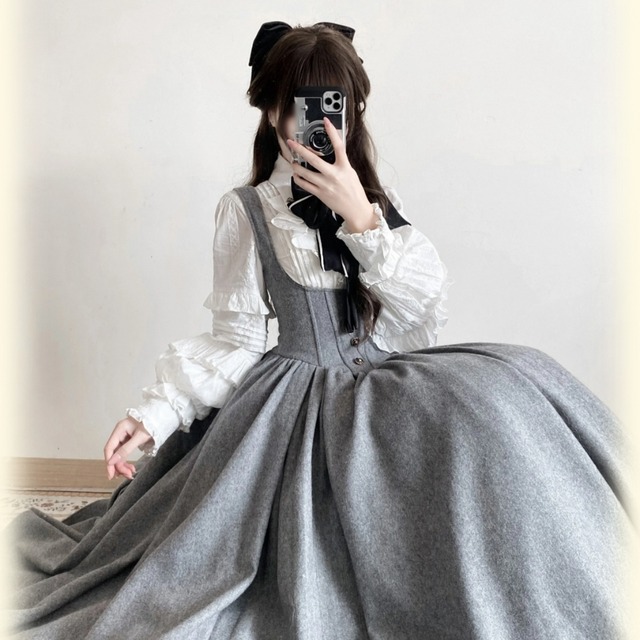 卒業 新入学式におすすめ｜クラシカルロリータ 灰色学園風ケープ付きJSKセットアップ｜予約販売