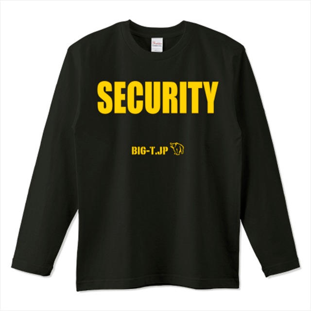 新作！SECURITY TシャツREAL TYPE コットンロングスリーブ 黄プリント：ネイビー