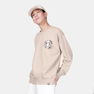 送料無料 【HIPANDA ハイパンダ】男女兼用 十二支 午年 クルーネック スウェット トレーナー UNISEX  HORSE YEAR CREW NECK SWEAT SHIRT / KHAKI BEIGE